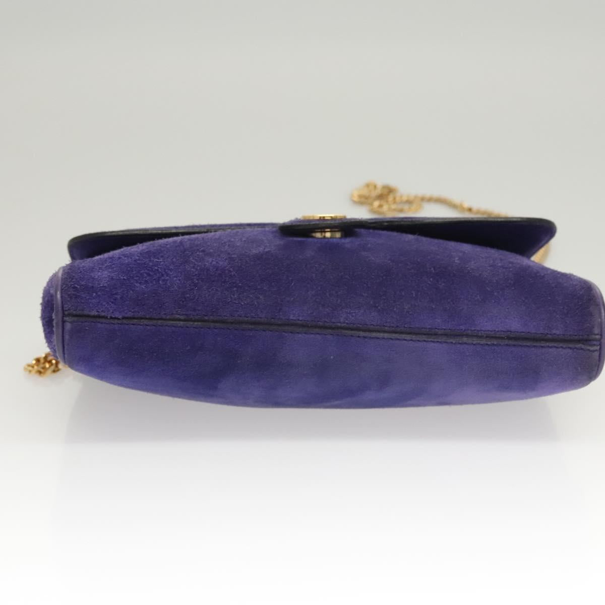 CELINE Chain Shoulder Bag Suede Purple Auth BA1516