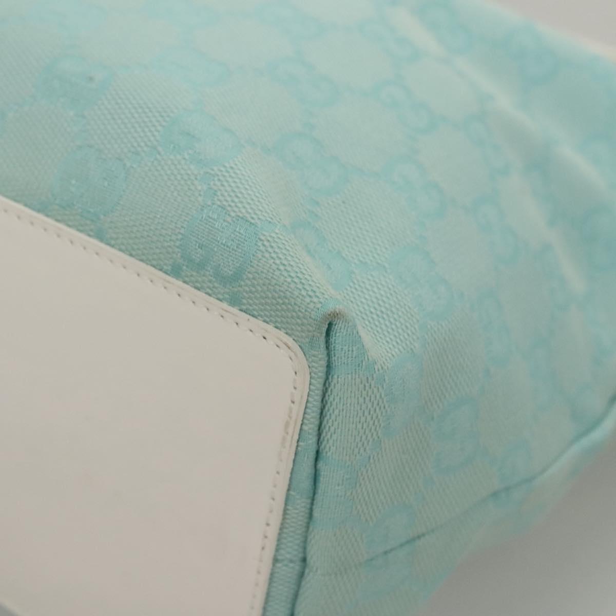 GUCCI GG Canvas Tote Bag Light Blue Gold 002 1099 Auth BA1517