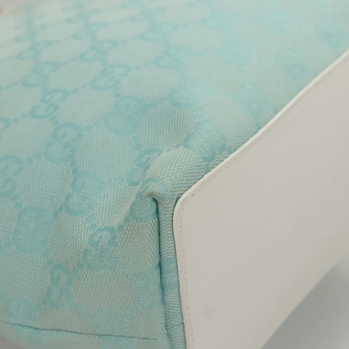 GUCCI GG Canvas Tote Bag Light Blue Gold 002 1099 Auth BA1517