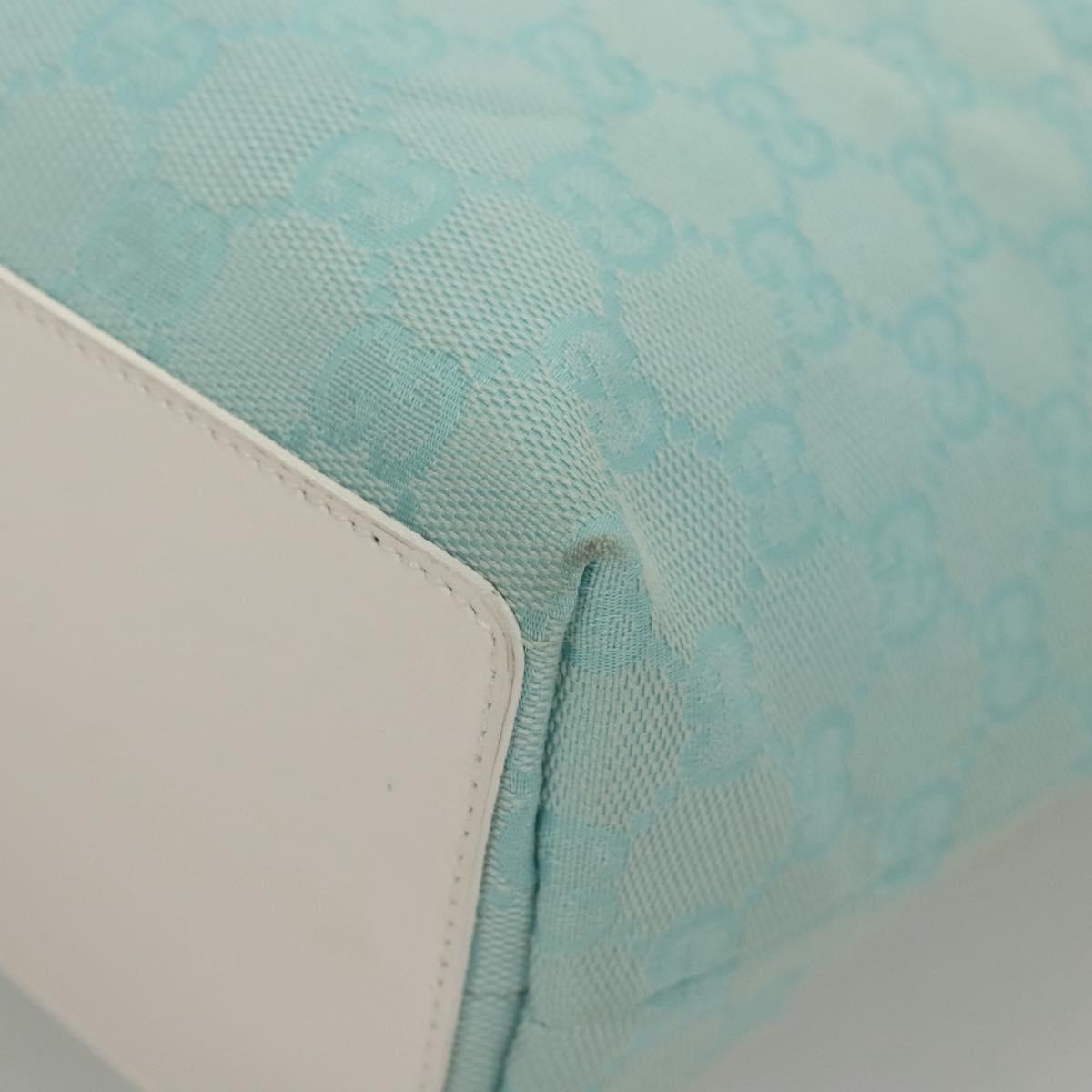 GUCCI GG Canvas Tote Bag Light Blue Gold 002 1099 Auth BA1517
