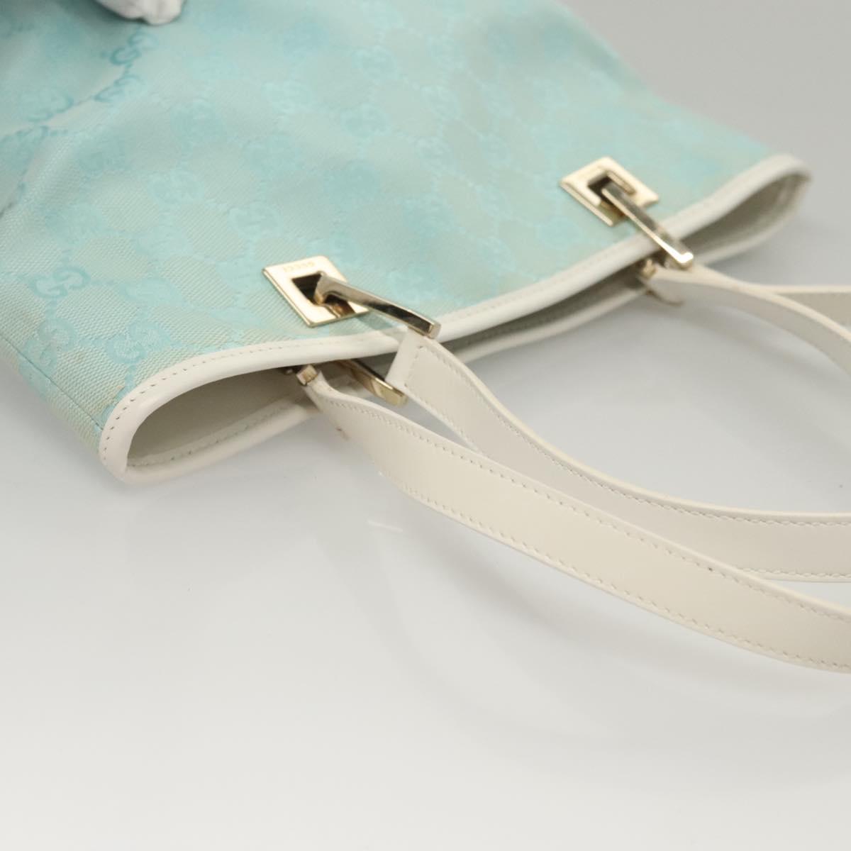 GUCCI GG Canvas Tote Bag Light Blue Gold 002 1099 Auth BA1517
