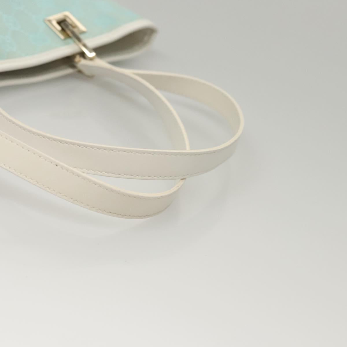 GUCCI GG Canvas Tote Bag Light Blue Gold 002 1099 Auth BA1517