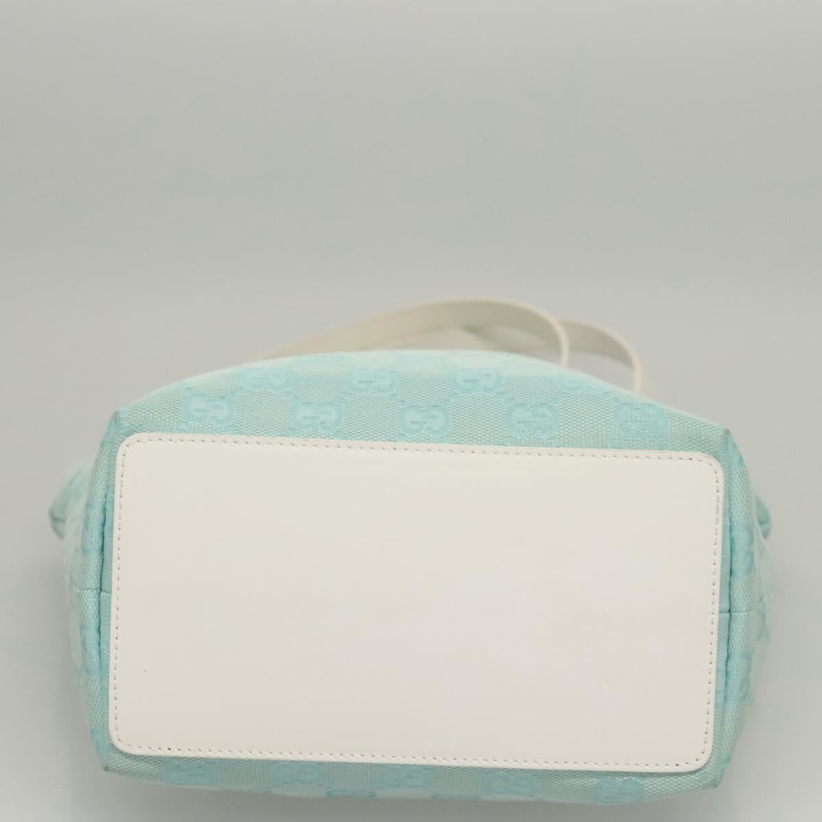 GUCCI GG Canvas Tote Bag Light Blue Gold 002 1099 Auth BA1517