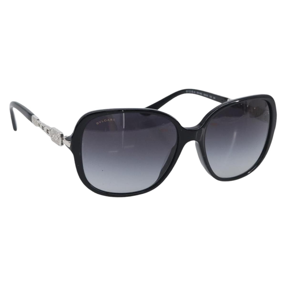 BVLGARI Sunglasses Plastic Black Silver Auth BA15183