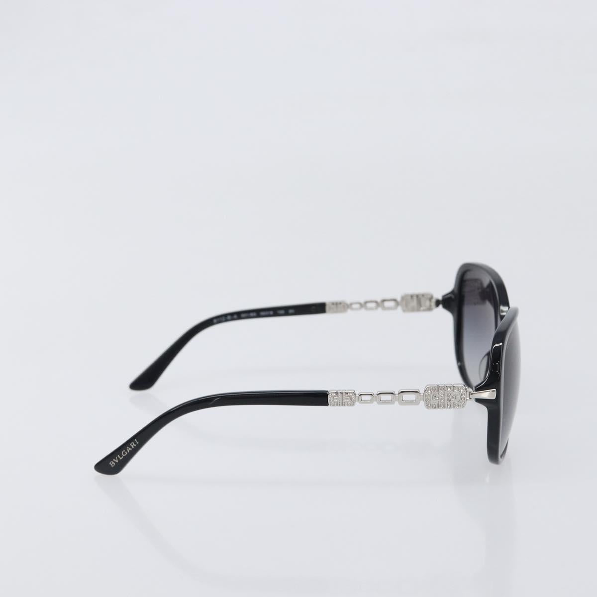 BVLGARI Sunglasses Plastic Black Silver Auth BA15183