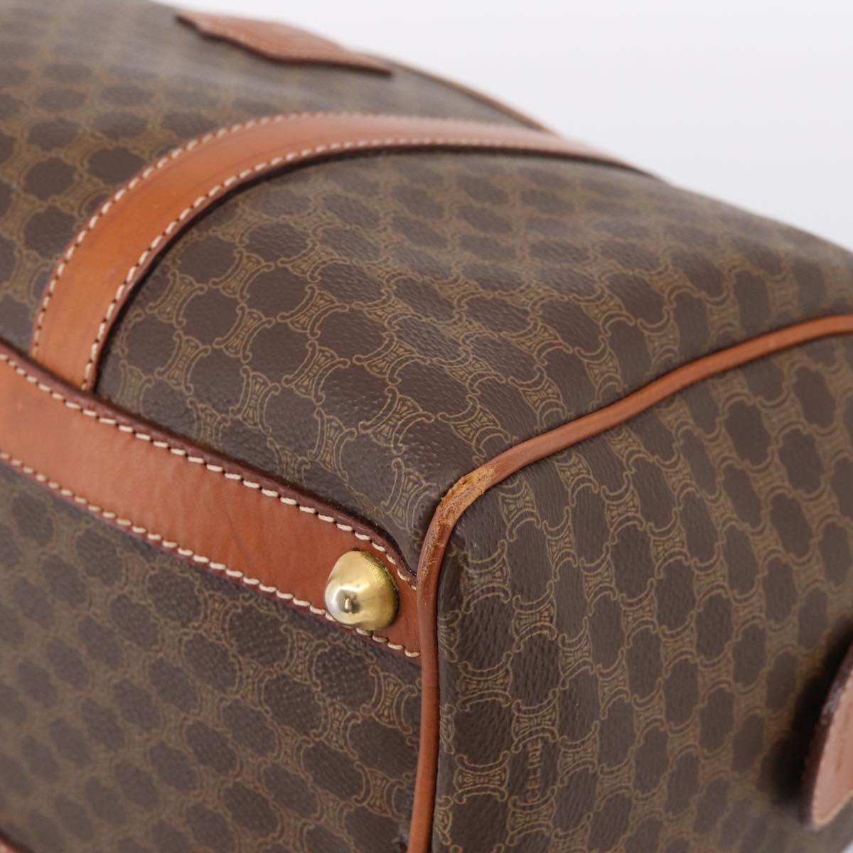 CELINE Macadam Canvas Hand Bag PVC Leather Brown Gold Auth BA15189A