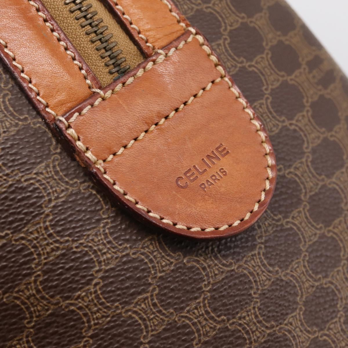 CELINE Macadam Canvas Hand Bag PVC Leather Brown Gold Auth BA15189A