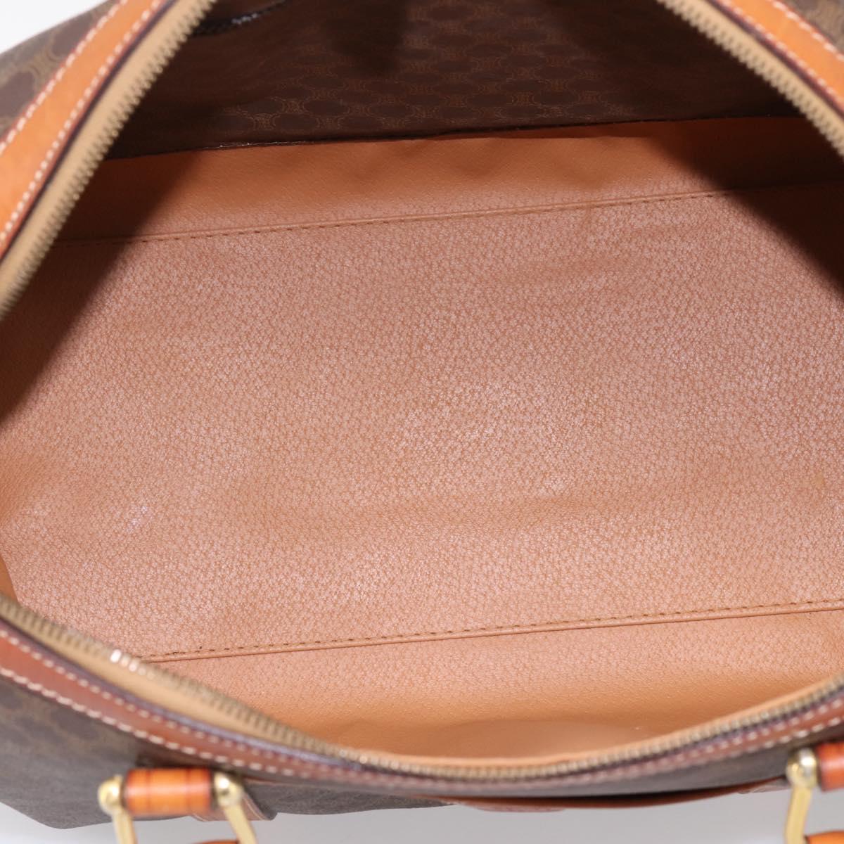 CELINE Macadam Canvas Hand Bag PVC Leather Brown Gold Auth BA15189A