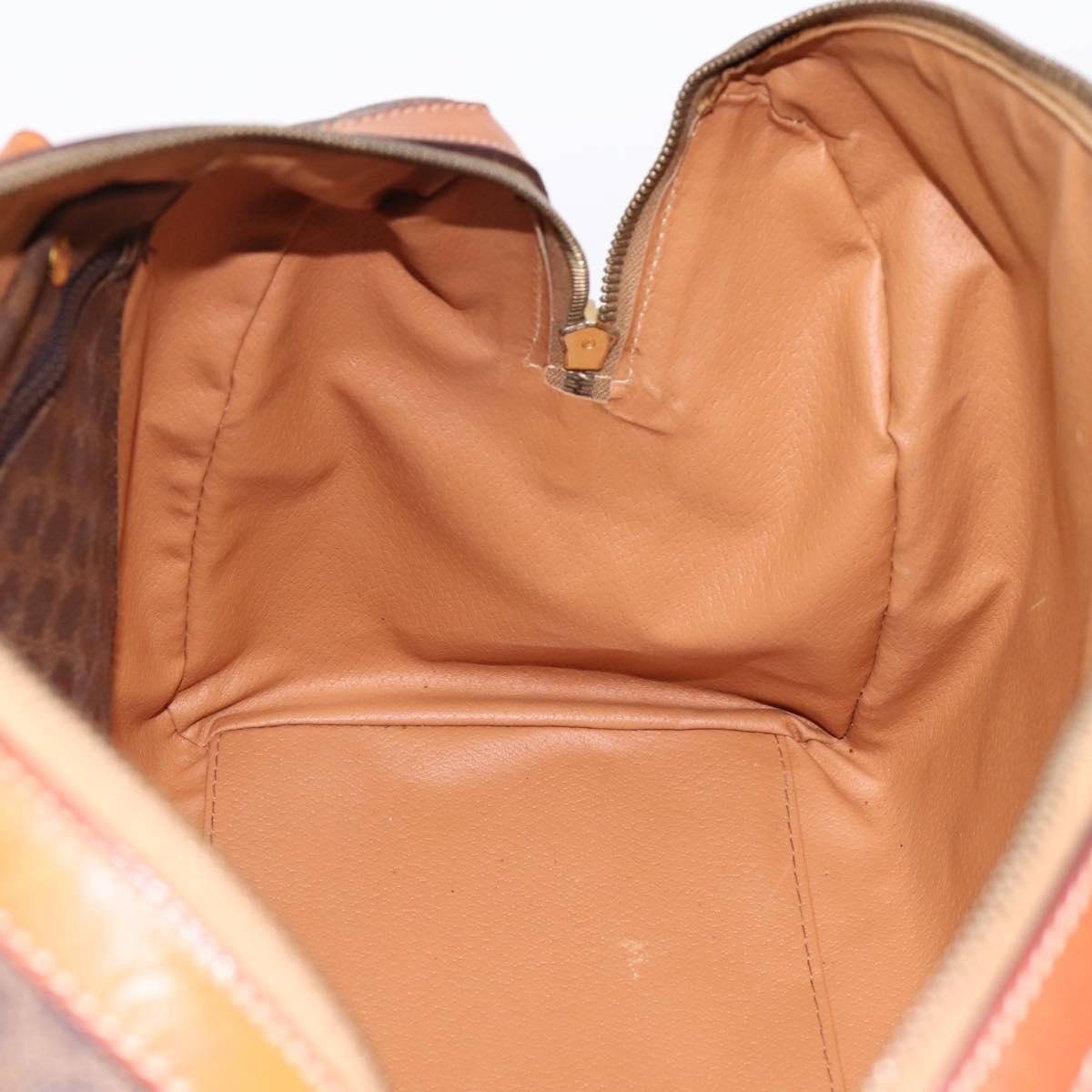 CELINE Macadam Canvas Hand Bag PVC Leather Brown Gold Auth BA15189A
