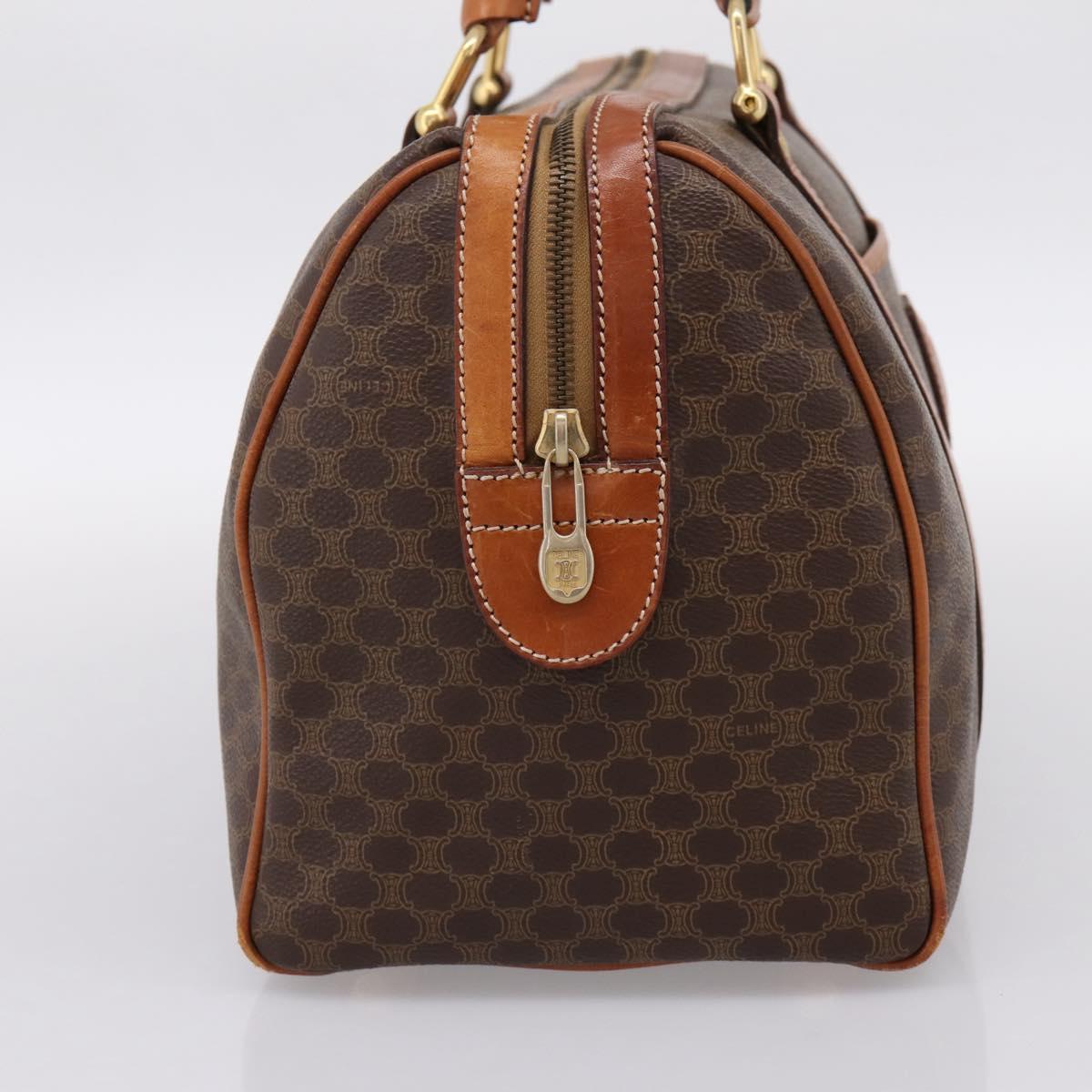 CELINE Macadam Canvas Hand Bag PVC Leather Brown Gold Auth BA15189A