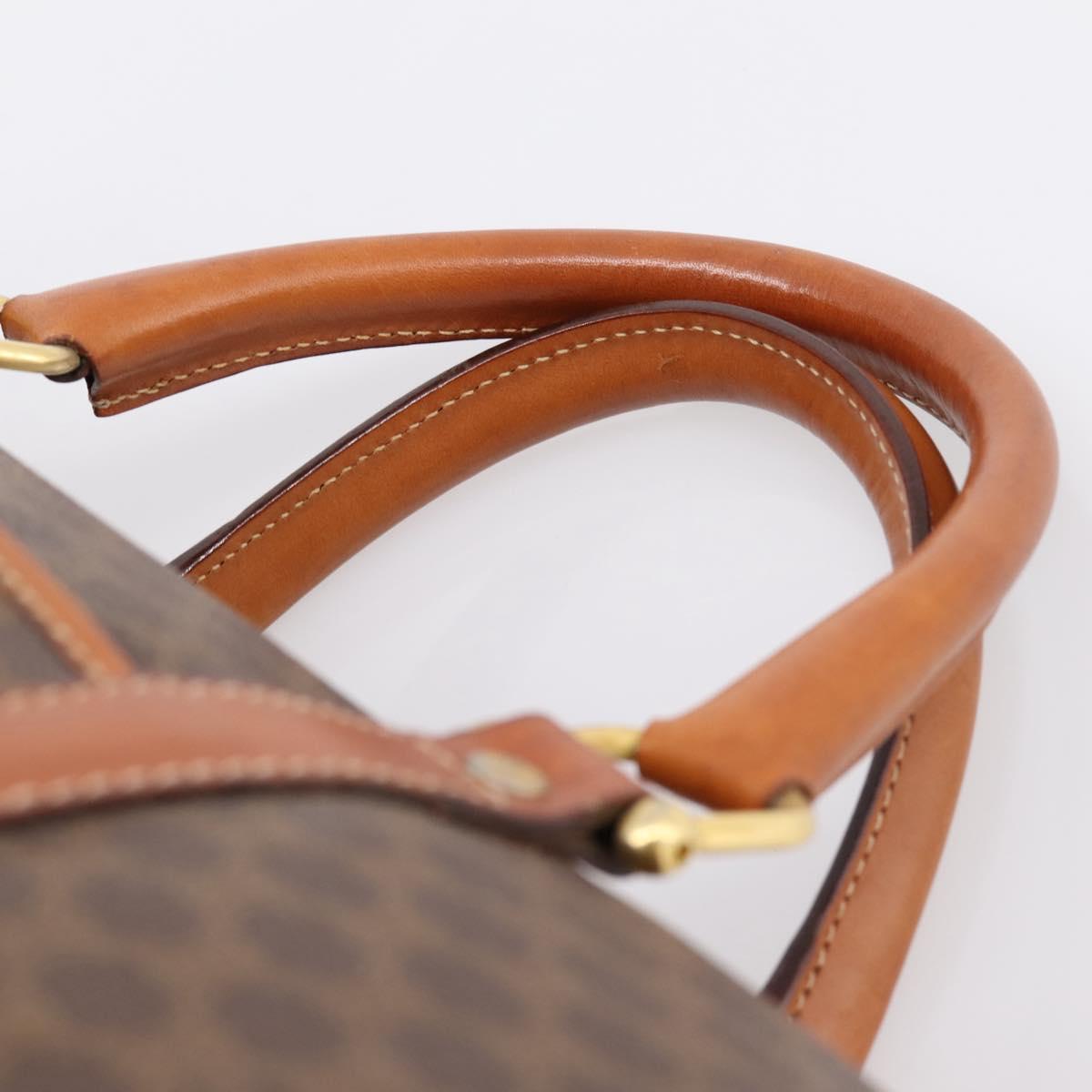 CELINE Macadam Canvas Hand Bag PVC Leather Brown Gold Auth BA15189A