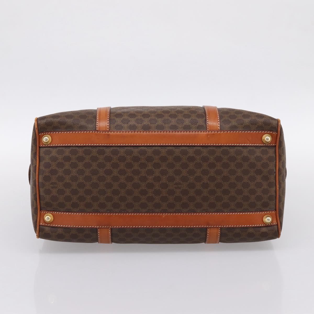 CELINE Macadam Canvas Hand Bag PVC Leather Brown Gold Auth BA15189A
