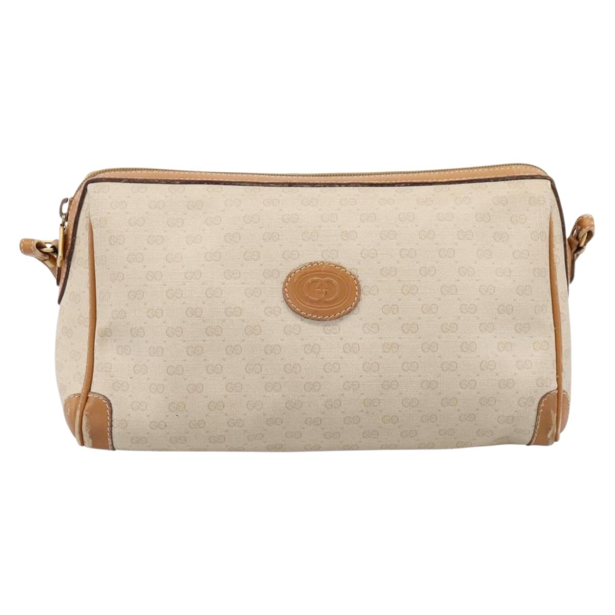 GUCCI Micro GG Supreme Shoulder Bag PVC Ivory Gold 007 32 0042 Auth BA15195