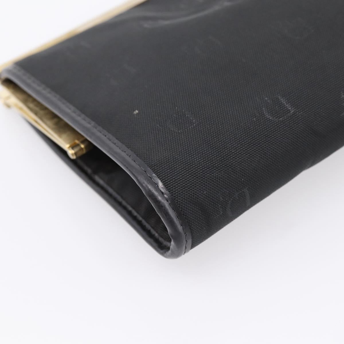 Christian Dior Trotter Canvas Clutch Bag Nylon Black Gold Auth BA15198
