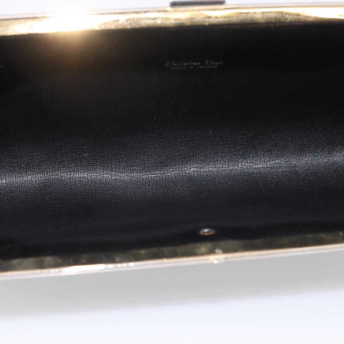 Christian Dior Trotter Canvas Clutch Bag Nylon Black Gold Auth BA15198