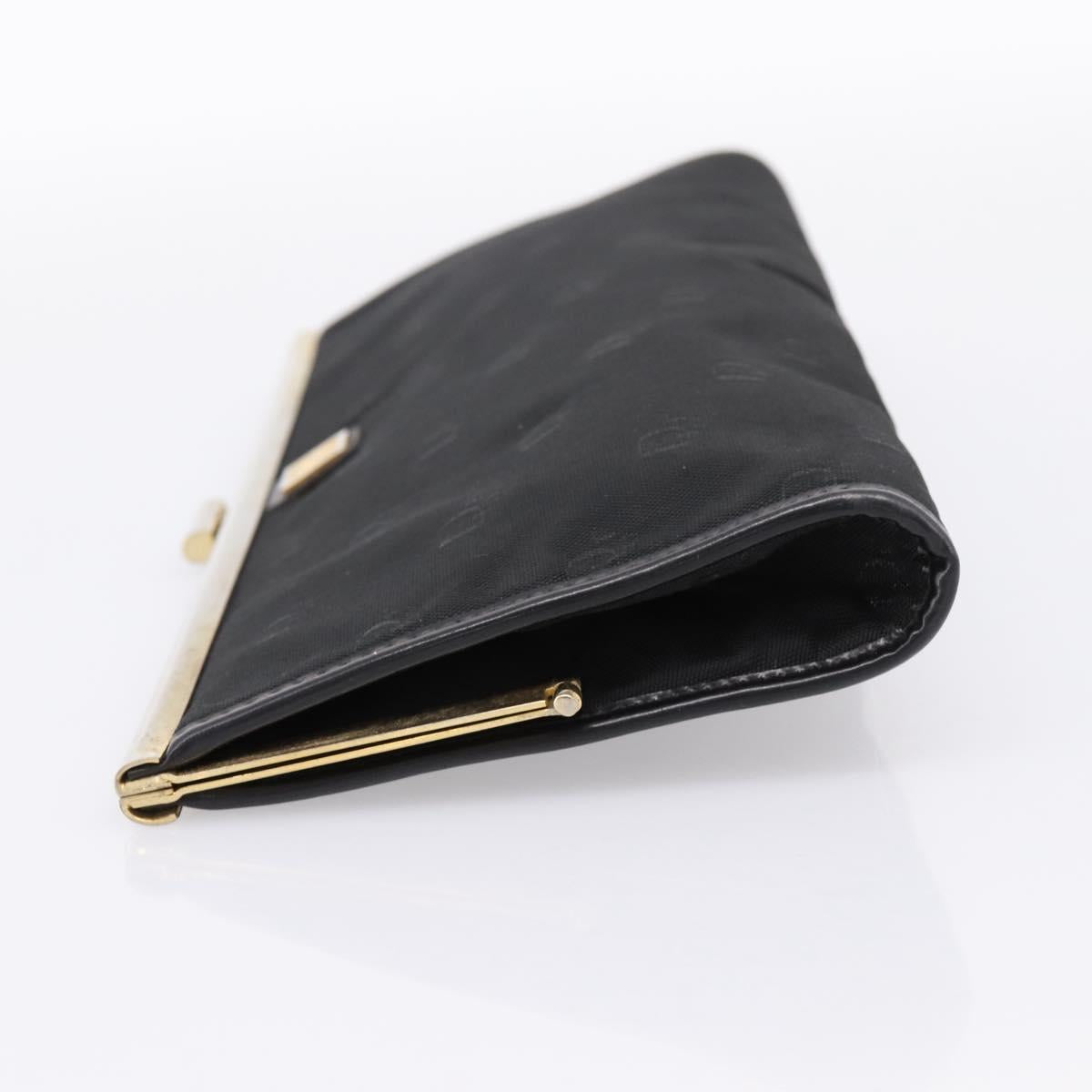 Christian Dior Trotter Canvas Clutch Bag Nylon Black Gold Auth BA15198