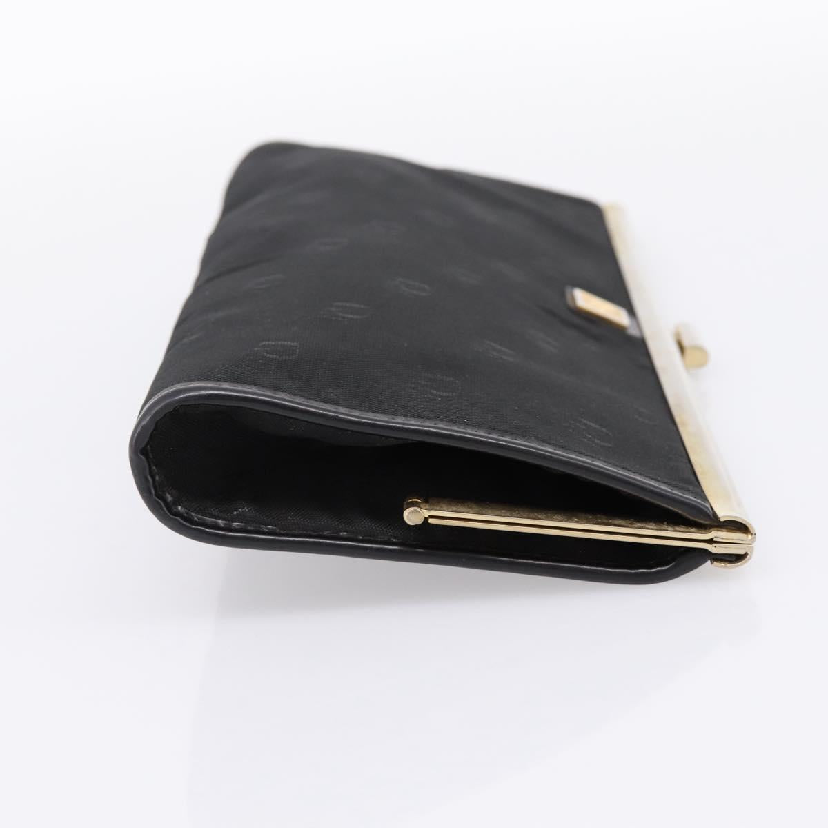 Christian Dior Trotter Canvas Clutch Bag Nylon Black Gold Auth BA15198