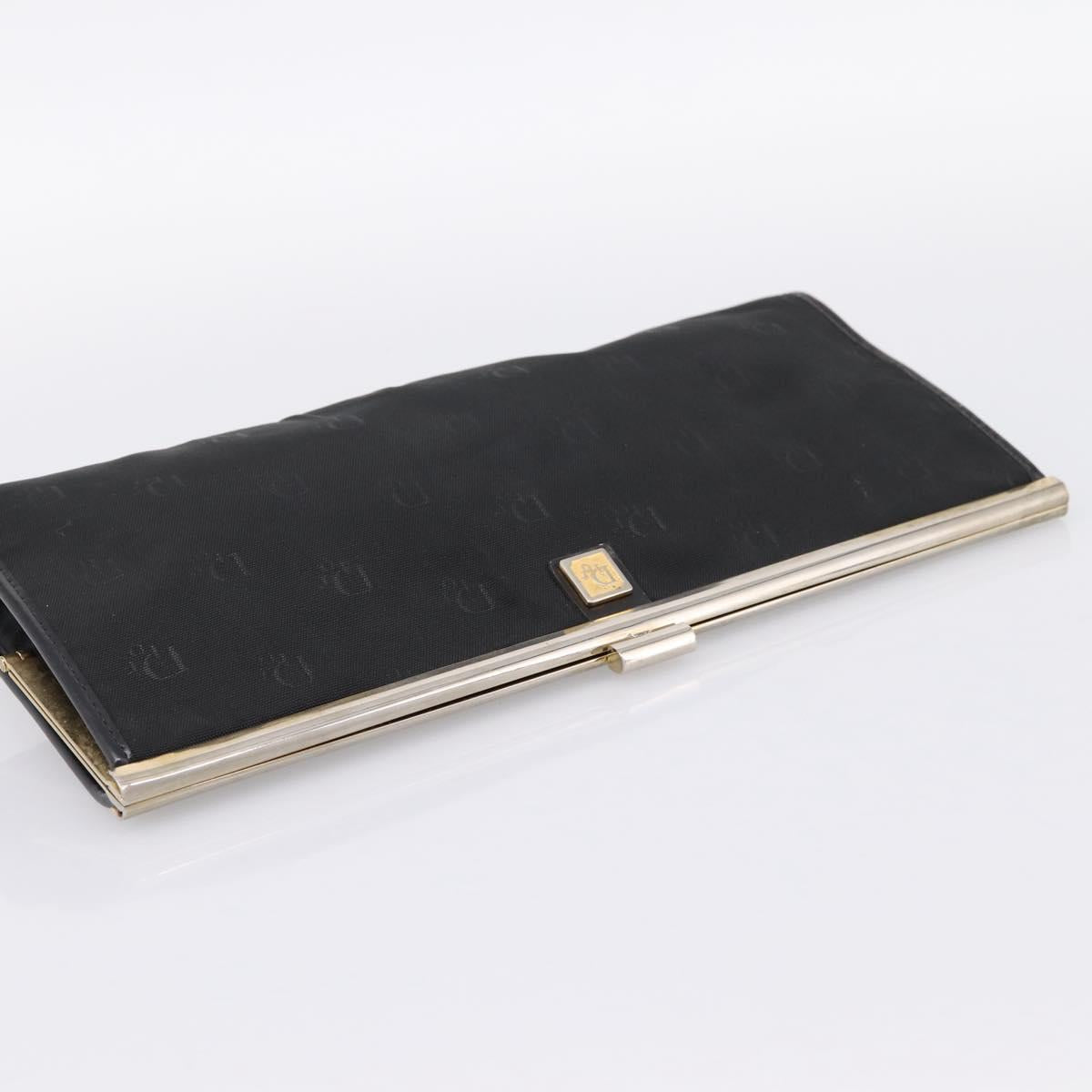 Christian Dior Trotter Canvas Clutch Bag Nylon Black Gold Auth BA15198