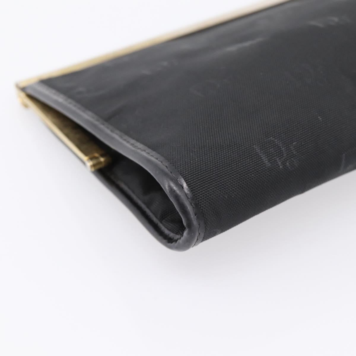Christian Dior Trotter Canvas Clutch Bag Nylon Black Gold Auth BA15198