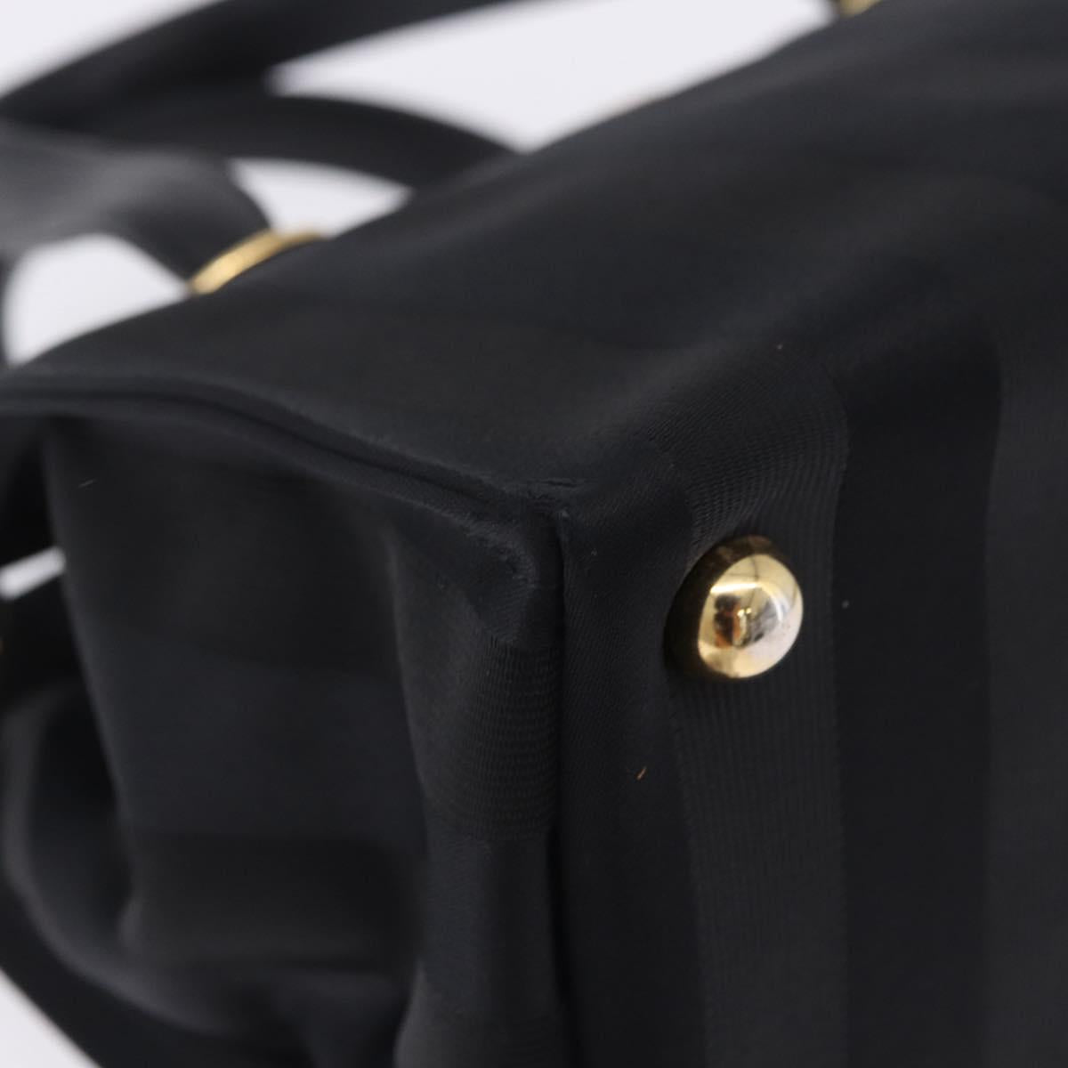 VALENTINO Hand Bag Nylon Black Gold Auth BA15199