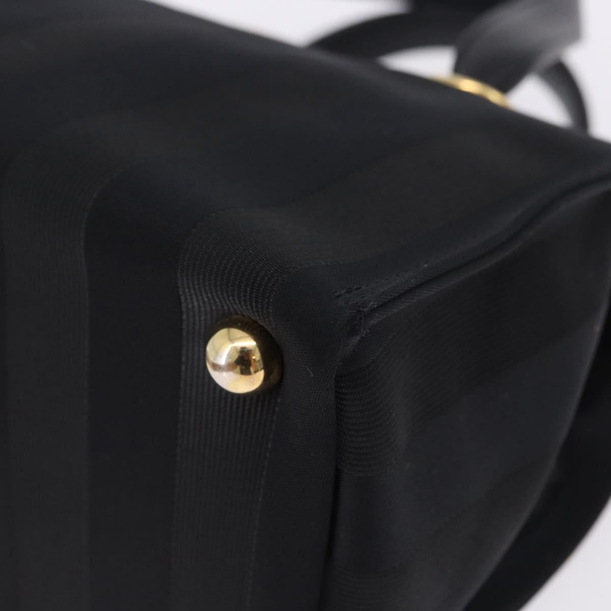 VALENTINO Hand Bag Nylon Black Gold Auth BA15199