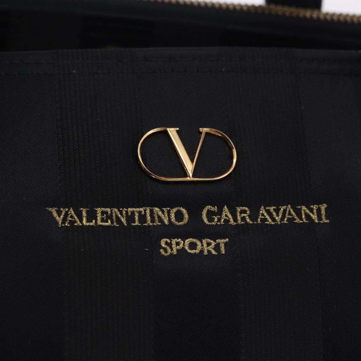 VALENTINO Hand Bag Nylon Black Gold Auth BA15199