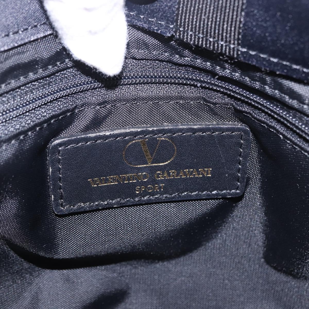 VALENTINO Hand Bag Nylon Black Gold Auth BA15199