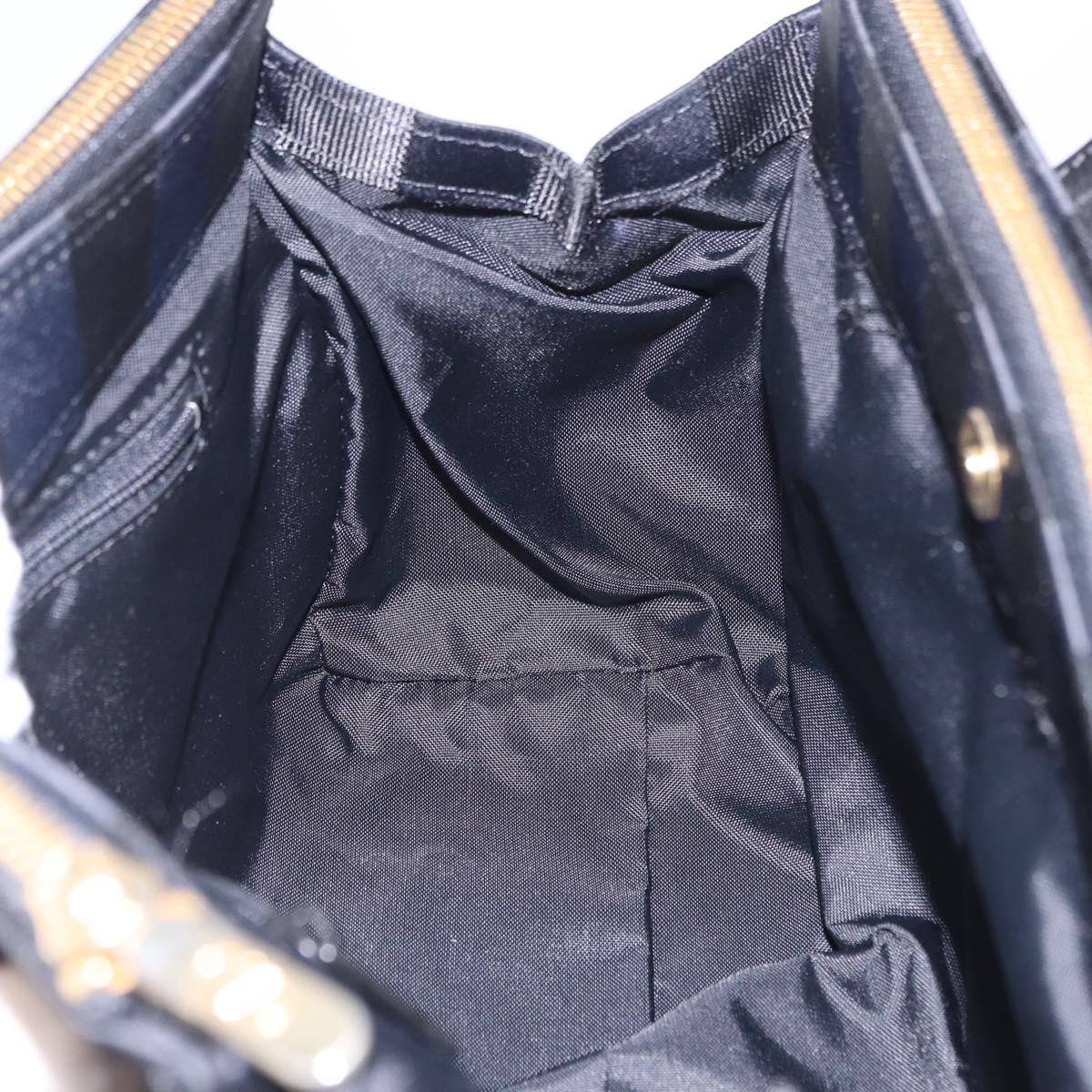 VALENTINO Hand Bag Nylon Black Gold Auth BA15199