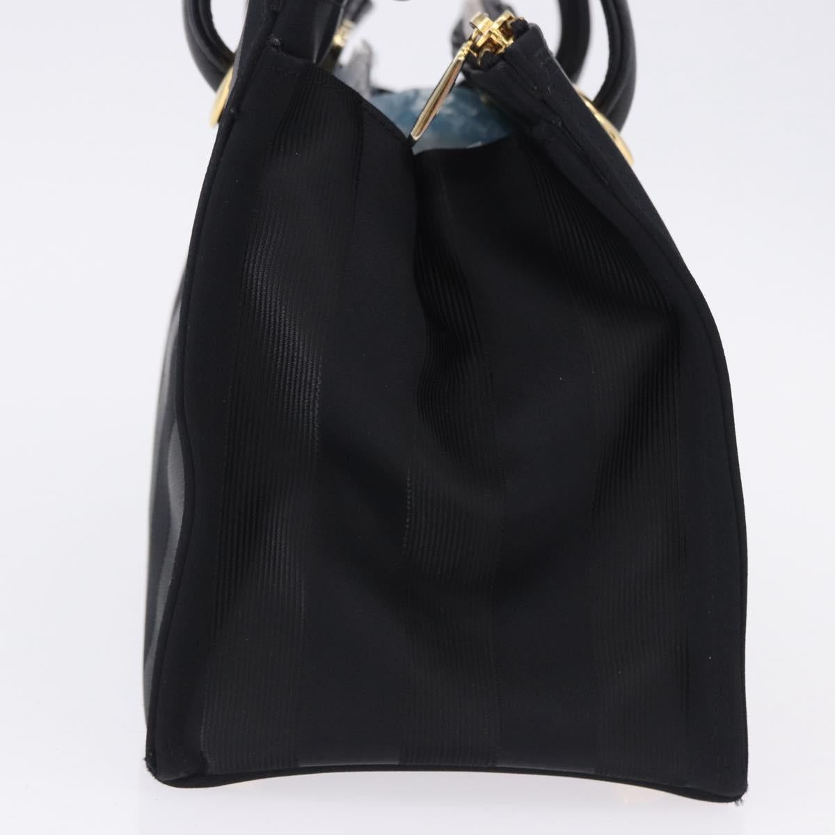 VALENTINO Hand Bag Nylon Black Gold Auth BA15199