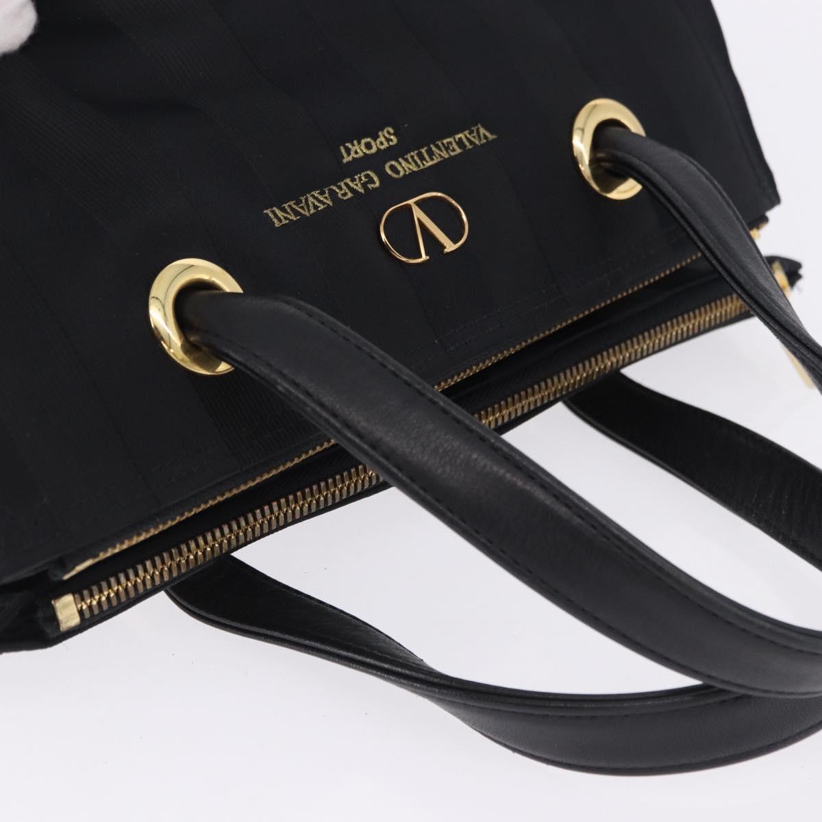 VALENTINO Hand Bag Nylon Black Gold Auth BA15199