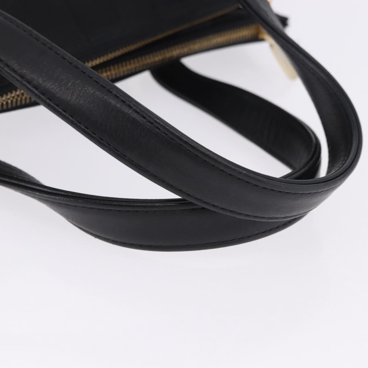 VALENTINO Hand Bag Nylon Black Gold Auth BA15199
