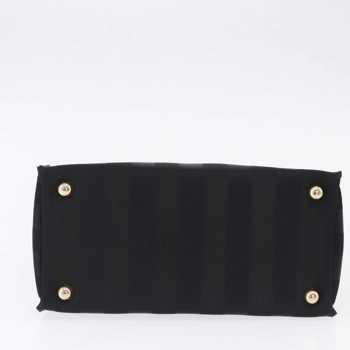VALENTINO Hand Bag Nylon Black Gold Auth BA15199
