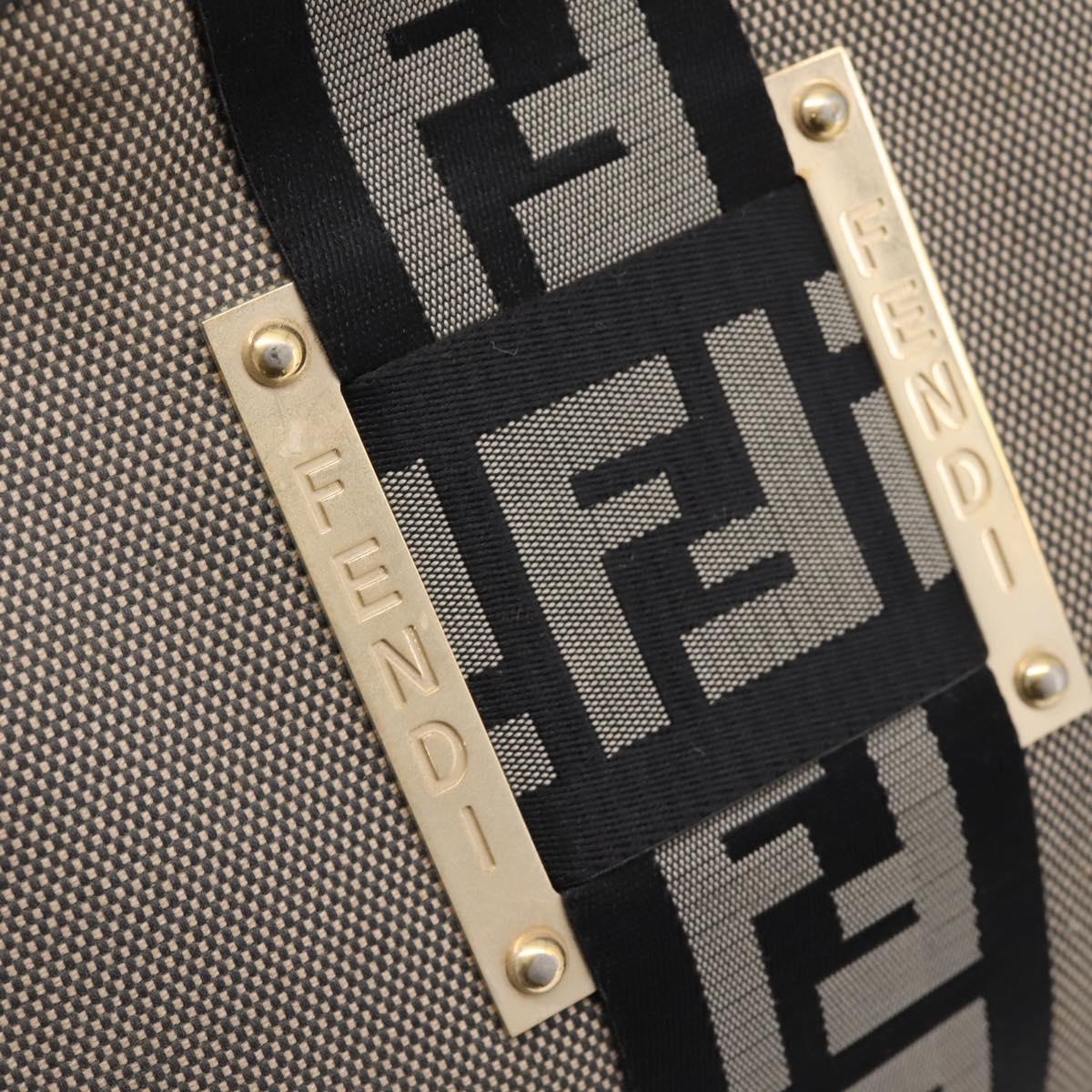 FENDI Zucca Canvas Shoulder Bag Beige Gold Auth BA15204