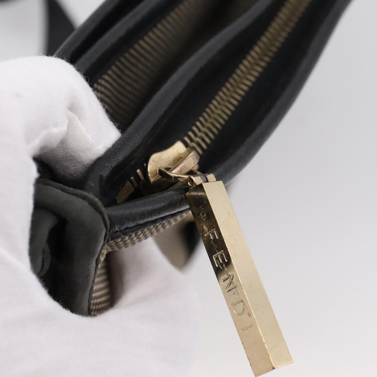 FENDI Zucca Canvas Shoulder Bag Beige Gold Auth BA15204