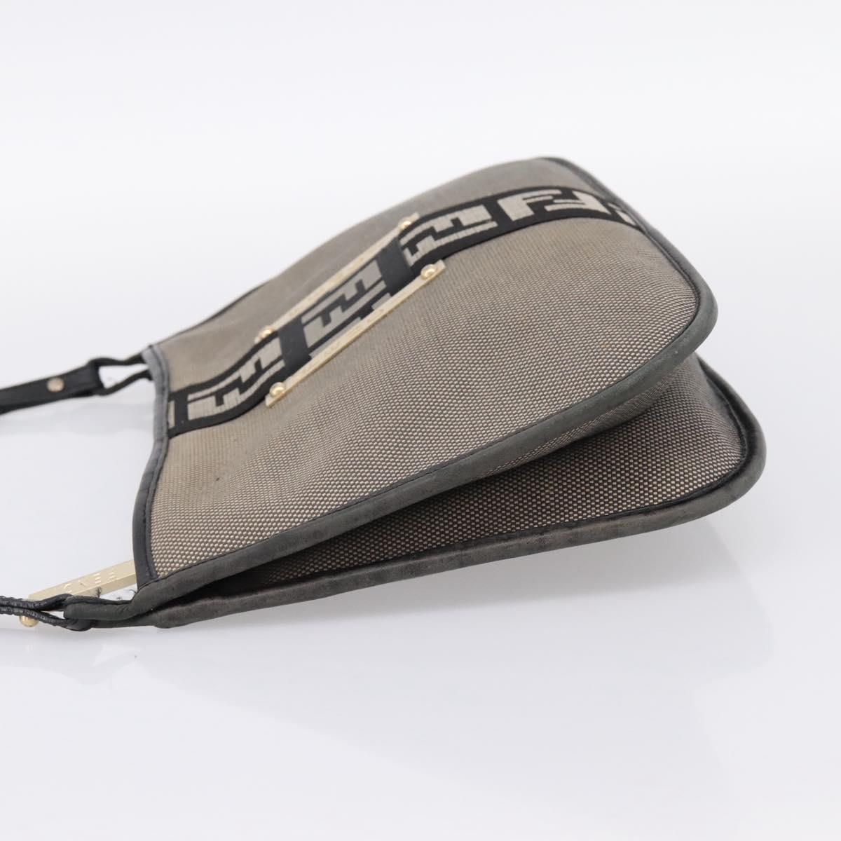 FENDI Zucca Canvas Shoulder Bag Beige Gold Auth BA15204