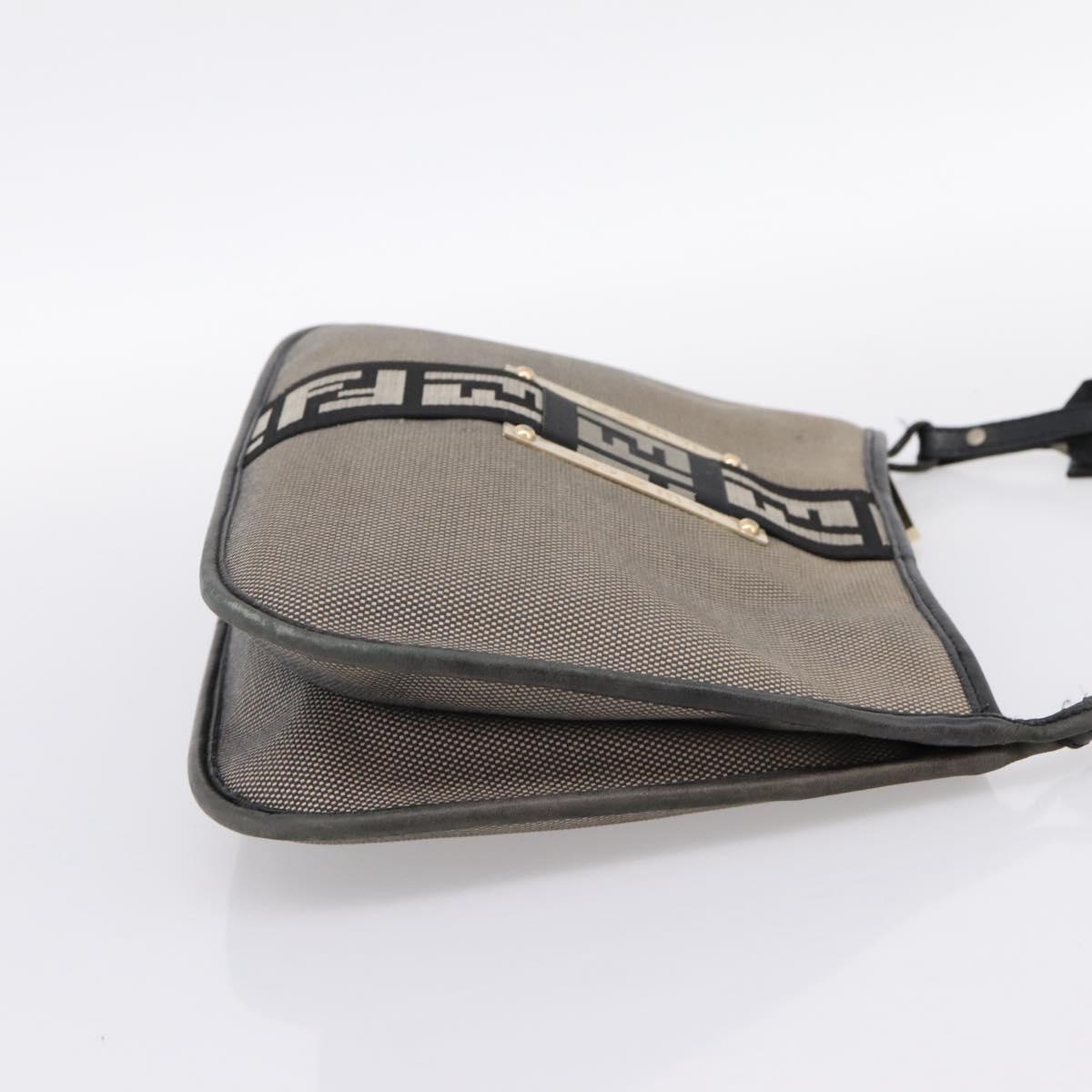 FENDI Zucca Canvas Shoulder Bag Beige Gold Auth BA15204