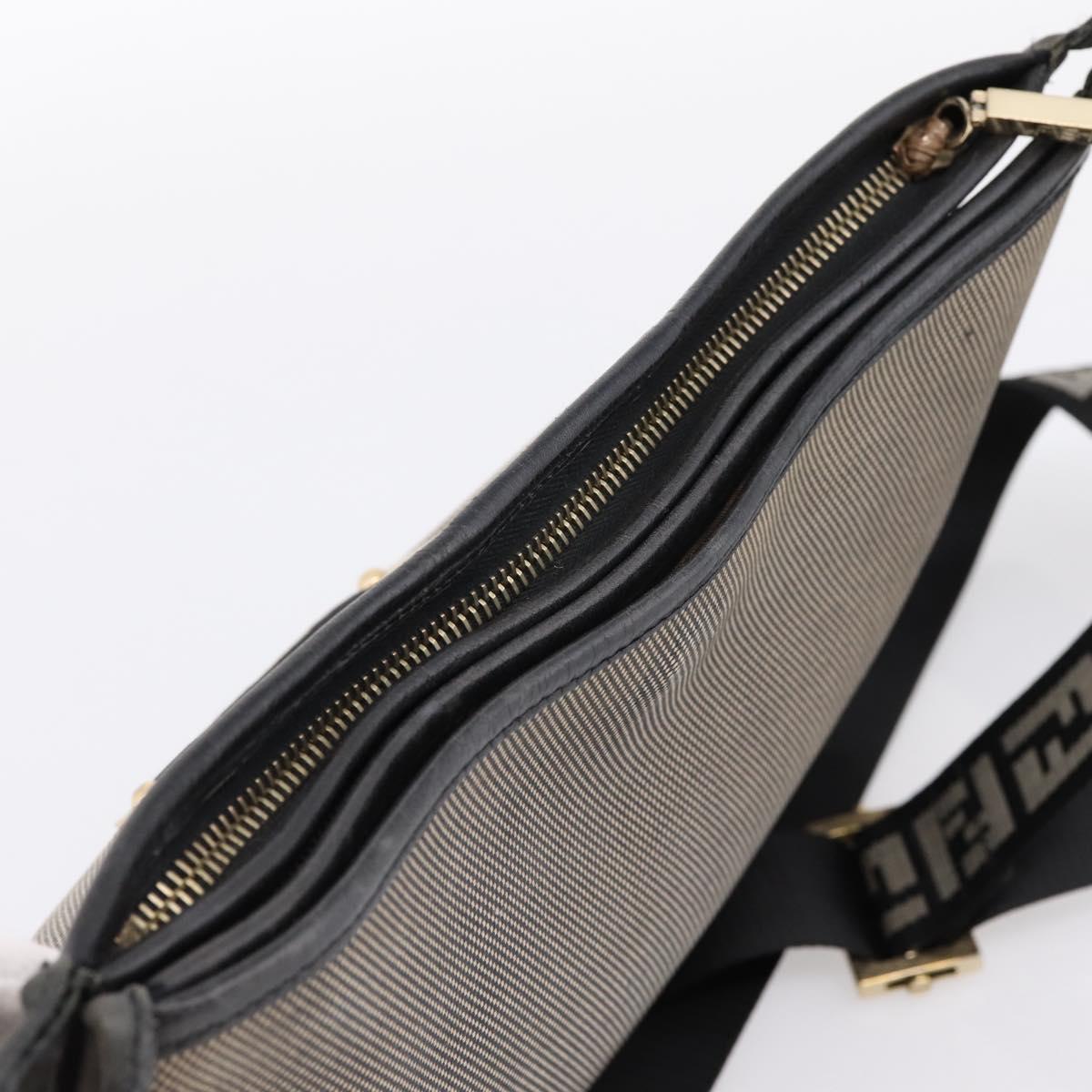 FENDI Zucca Canvas Shoulder Bag Beige Gold Auth BA15204