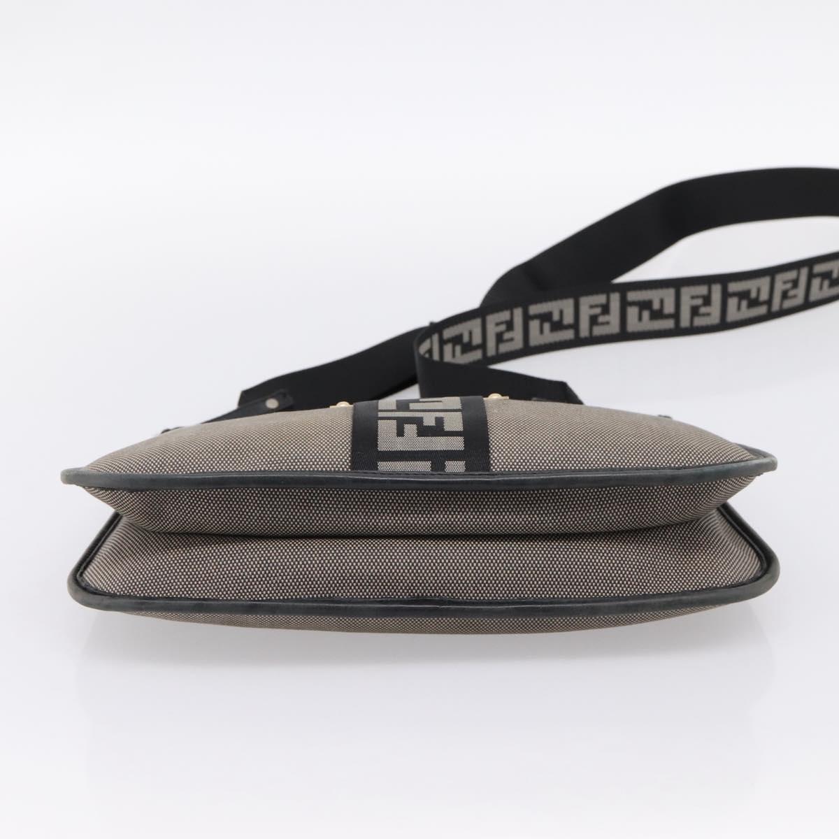 FENDI Zucca Canvas Shoulder Bag Beige Gold Auth BA15204