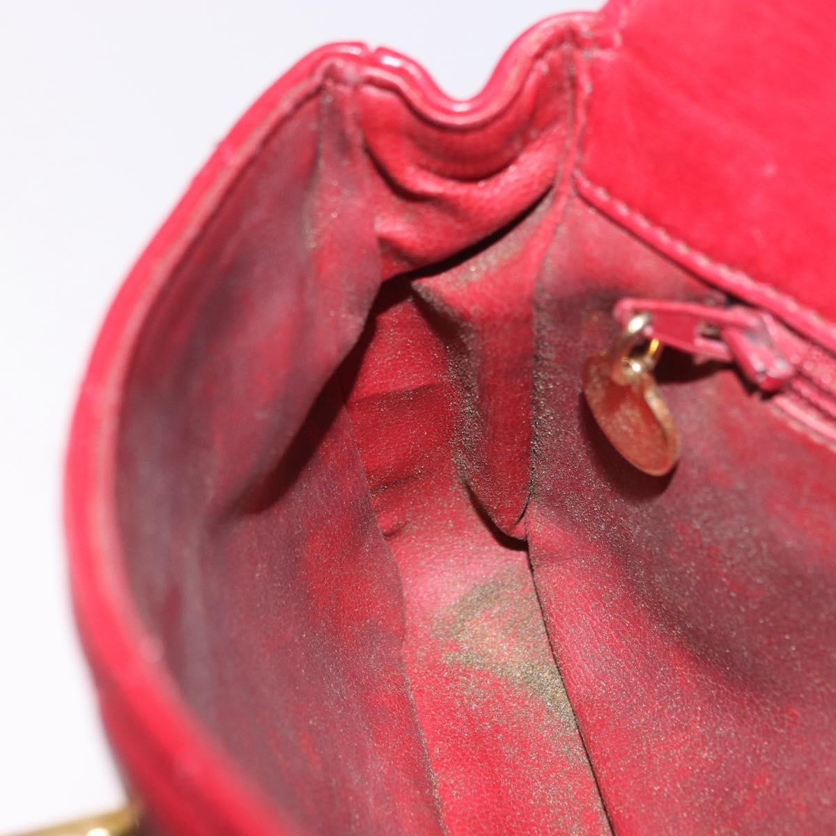 CHANEL Matelasse Waist bag Lamb Skin Red Gold CC Auth BA15205