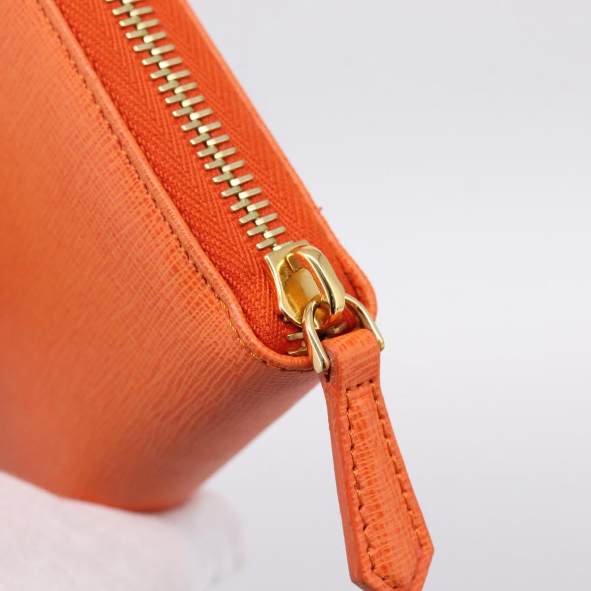 FENDI Long Wallet Leather Orange Silver Auth BA15216V