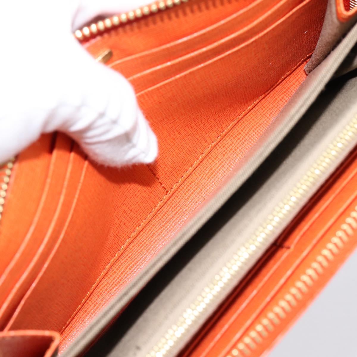 FENDI Long Wallet Leather Orange Silver Auth BA15216V