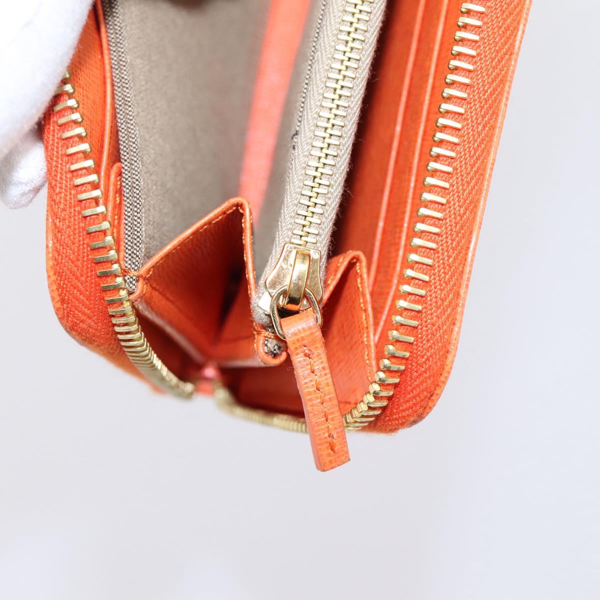 FENDI Long Wallet Leather Orange Silver Auth BA15216V