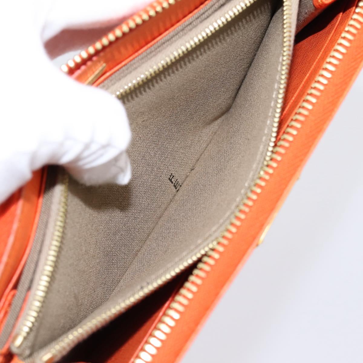 FENDI Long Wallet Leather Orange Silver Auth BA15216V