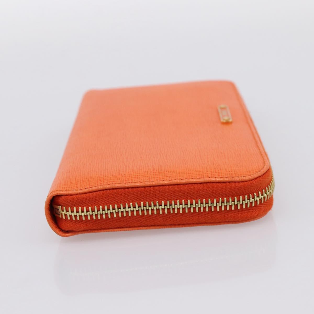 FENDI Long Wallet Leather Orange Silver Auth BA15216V