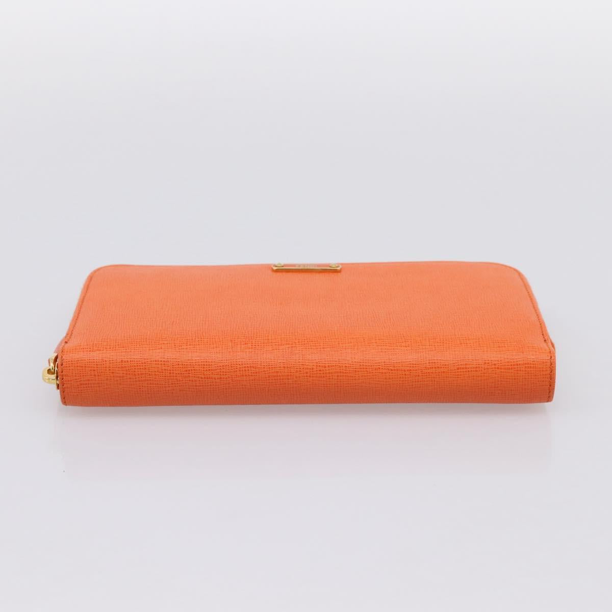 FENDI Long Wallet Leather Orange Silver Auth BA15216V