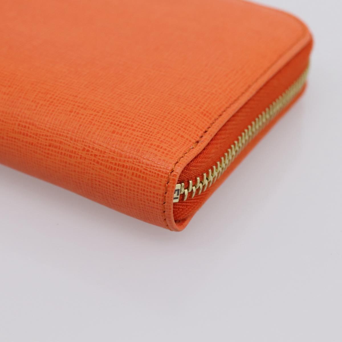 FENDI Long Wallet Leather Orange Silver Auth BA15216V