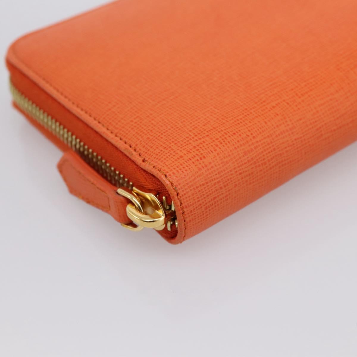 FENDI Long Wallet Leather Orange Silver Auth BA15216V