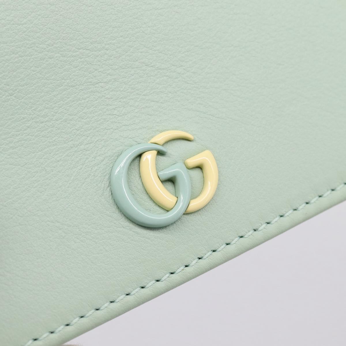 GUCCI GG Marmont Bifold Wallet Leather Green 790055 Auth BA15223M