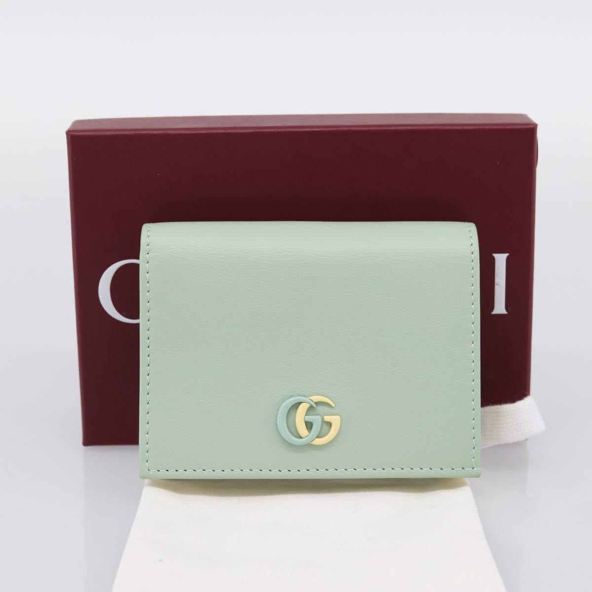 GUCCI GG Marmont Bifold Wallet Leather Green 790055 Auth BA15223M