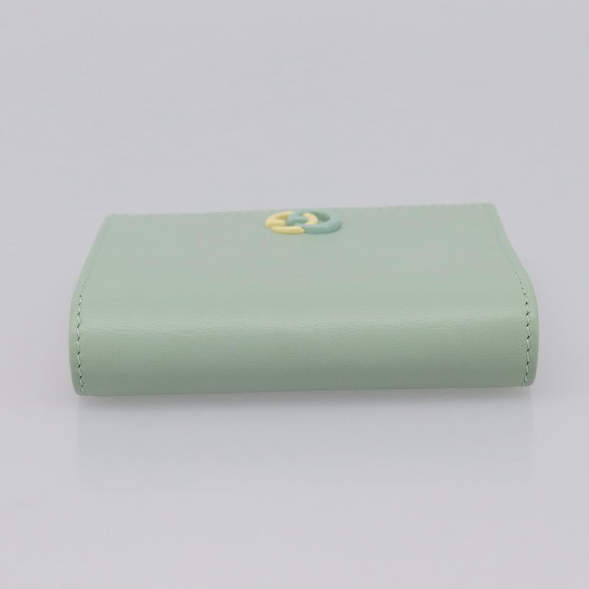 GUCCI GG Marmont Bifold Wallet Leather Green 790055 Auth BA15223M